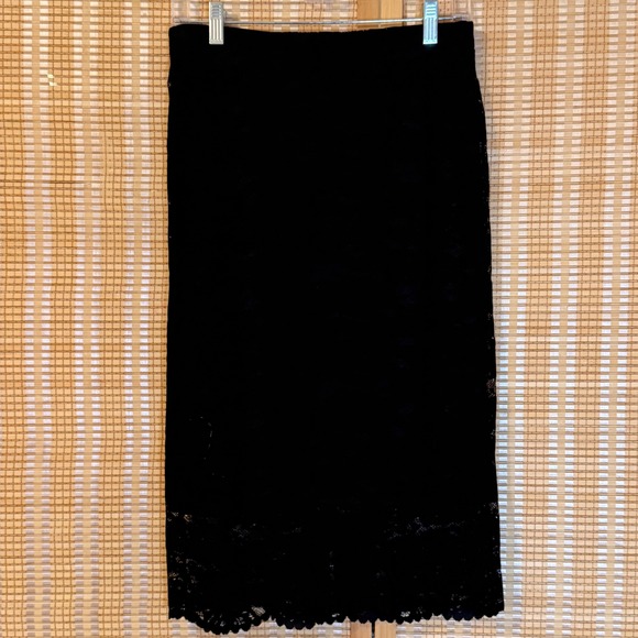 Chico's Dresses & Skirts - Chico's Black Lace Midi Skirt Floral Scalloped Hem NWT Size 00/S Whimsigoth
